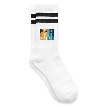 Klettern Bouldern Bergsteigen Berge Vintage - Gestreifte Tennissocken - Weiß/Schwarz - Rechts