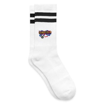 Venezuela graffiti flag design - Striped tennis socks - white/black - Right