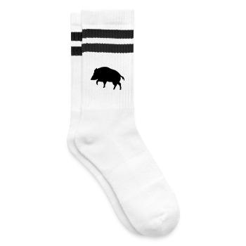 wildschwein tier jäger - Gestreifte Tennissocken - Weiß/Schwarz - Rechts