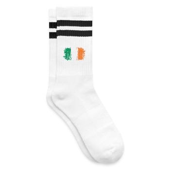 Irish Flag Brushstroke Print - Striped tennis socks - white/black - Right