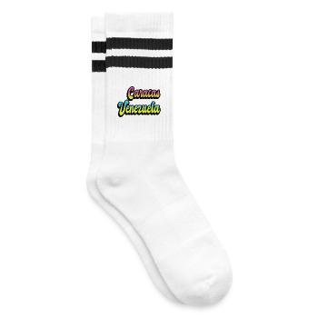 Caracas Venezuela Design - Striped tennis socks - white/black - Right