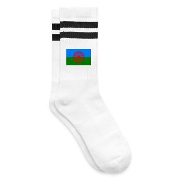 Romani Flag - Striped tennis socks - white/black - Right