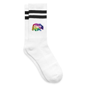 Bear Papa Batik Tie Dye - Striped tennis socks - white/black - Right