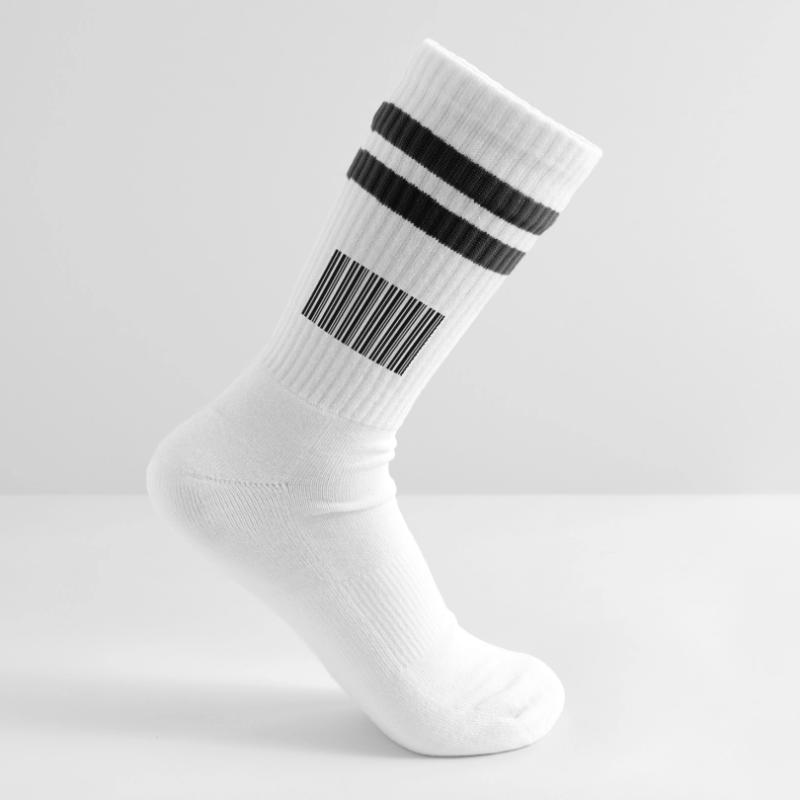 Barcode Strichcode Nerd IT Technik Design Gestreifte Tennissocken