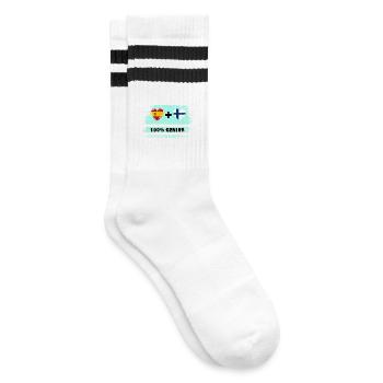 Spanien und Finnland Flagge 100% genial - Gestreifte Tennissocken - Weiß/Schwarz - Rechts