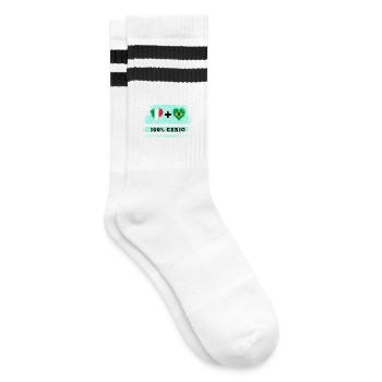 Italy and Brazil 100% genius flag - Striped tennis socks - white/black - Right