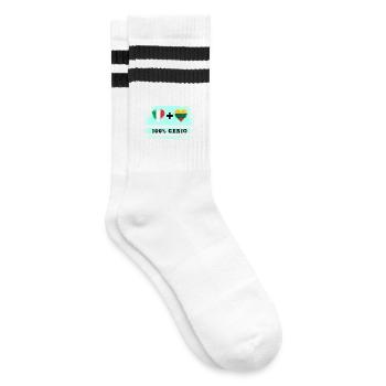 Italy and Lithuania 100% genius flag - Striped tennis socks - white/black - Right