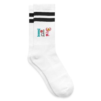 Personalized Ida Name - Striped tennis socks - white/black - Right