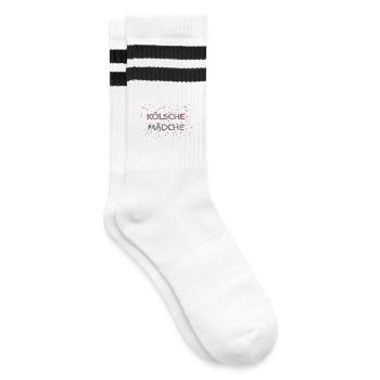 Kölsche Mädche Fasching Karneval Konfetti Kostüm - Gestreifte Tennissocken - Weiß/Schwarz - Rechts