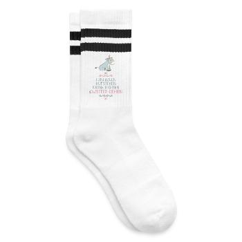lustiger Spruch - Gestreifte Tennissocken - Weiß/Schwarz - Rechts