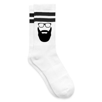Beard And Glasses - Striped tennis socks - white/black - Right