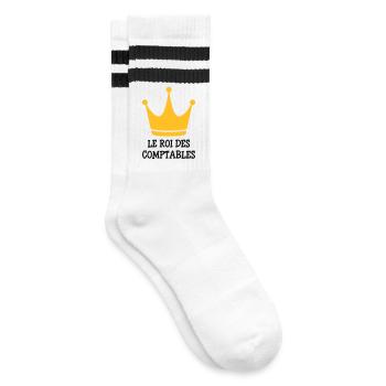 Buchhalter / Buchhaltung / erklären / Finanzen - Gestreifte Tennissocken - Weiß/Schwarz - Rechts