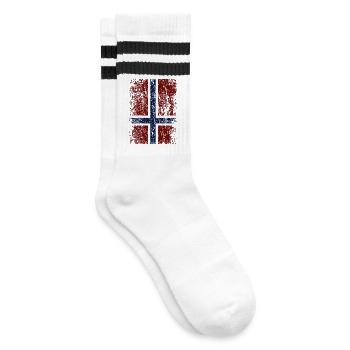Norwegian flag upright (dark) - Striped tennis socks - white/black - Right