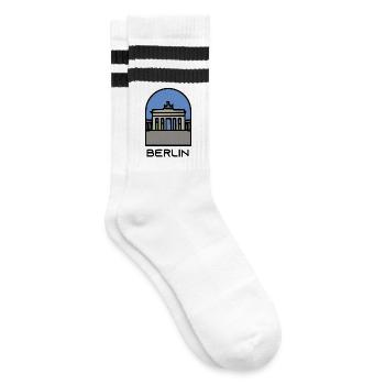 Berlin - Gestreifte Tennissocken - Weiß/Schwarz - Rechts