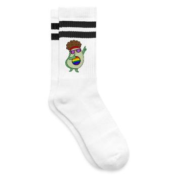 LGBT Avacado Regenbogen - Gestreifte Tennissocken - Weiß/Schwarz - Rechts