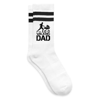 the walking dad buggy running symbol funny icon - Striped tennis socks - white/black - Right