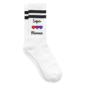 MAMA - Gestreifte Tennissocken - Weiß/Schwarz - Rechts