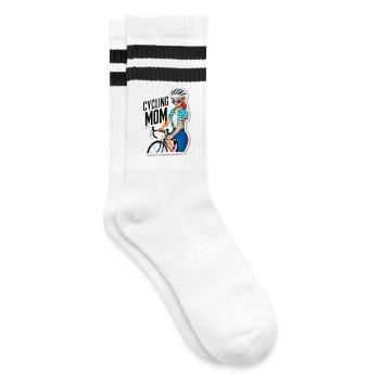 Cycling Mom Empowerment Sticker - Striped tennis socks - white/black - Right
