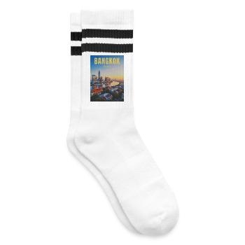 Bangkok City, Thailand - Striped tennis socks - white/black - Right
