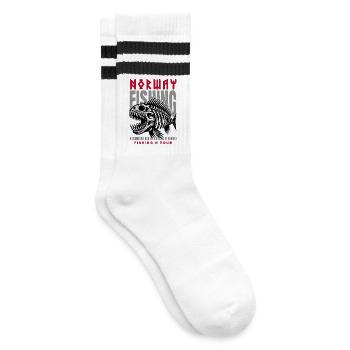 Norwegen Angeltour - Gestreifte Tennissocken - Weiß/Schwarz - Rechts