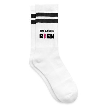 We loose nothing! - Striped tennis socks - white/black - Right