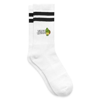 ich bin dagegen - Gestreifte Tennissocken - Weiß/Schwarz - Rechts