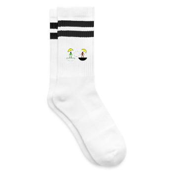 Neon Umbrella Duel in Split Halves - Striped tennis socks - white/black - Right