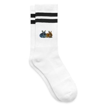 Hasen - Ostern - Gestreifte Tennissocken - Weiß/Schwarz - Rechts