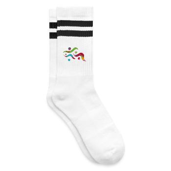 yoga-design_20 - Gestreifte Tennissocken - Weiß/Schwarz - Rechts