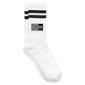 Husband Family Man Girl For Everything, Beam B - Striped tennis socks - white/black - Right