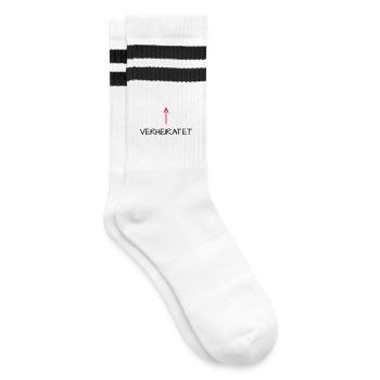 Verheiratet Pfeil Hochzeit Partnerlook - Gestreifte Tennissocken - Weiß/Schwarz - Rechts