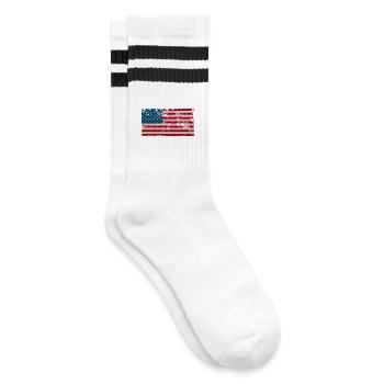 Distressed American Flag Vintage - Striped tennis socks - white/black - Right
