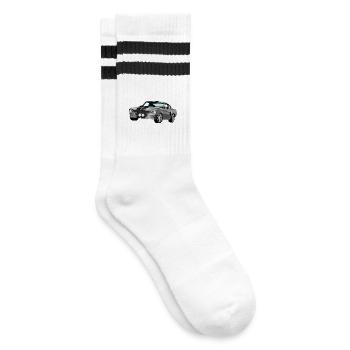Auto - Gestreifte Tennissocken - Weiß/Schwarz - Rechts