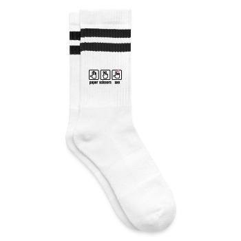 Papier - Schere - Axt - Stein - Holzfäller - Gestreifte Tennissocken - Weiß/Schwarz - Rechts