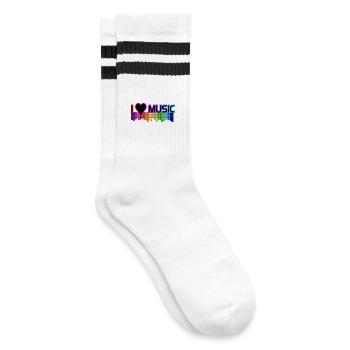 I love Music - Gestreifte Tennissocken - Weiß/Schwarz - Rechts
