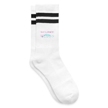 Synthwave Catamaran Cartel - Striped tennis socks - white/black - Right