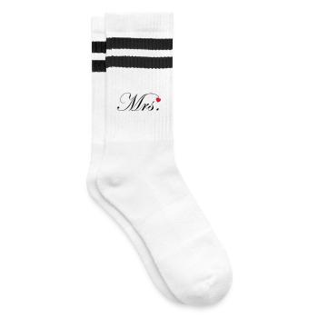 Mr and Mrs Wedding Heart Design Couple Gift - Striped tennis socks - white/black - Right