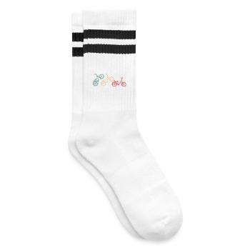BMX Bike Moves Grafik Im Vintage Stil - Gestreifte Tennissocken - Weiß/Schwarz - Rechts