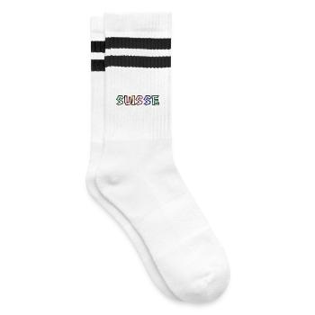 SWITZERLAND. HUMOR. COUNTRY. FLAG. GENEVA. LAUSANNE - Striped tennis socks - white/black - Right
