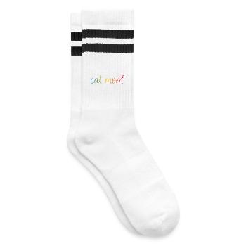 Cat Mom Regenbogen - Süßes Katzen Mama Design - Chaussettes de tennis - blanc/noir - Droite
