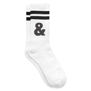 Bold Ampersand Glyph Print - Striped tennis socks - white/black - Right