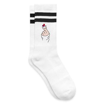 Finger Heart Love - Striped tennis socks - white/black - Right