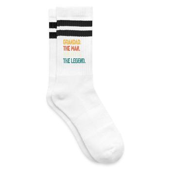 Opa der Mann der Mythos die Legende T Shirt - Gestreifte Tennissocken - Weiß/Schwarz - Rechts