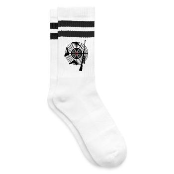 Logo des Schützenvereins - Gestreifte Tennissocken - Weiß/Schwarz - Rechts