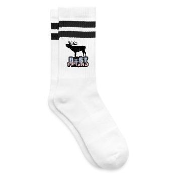 Best Friend Deer Hirsch - Gestreifte Tennissocken - Weiß/Schwarz - Rechts