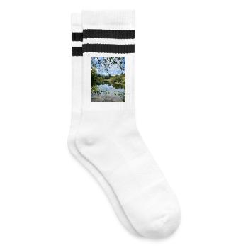 Spiegelsee im Waldrand - Gestreifte Tennissocken - Weiß/Schwarz - Rechts