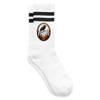 Black Raven - Striped tennis socks - white/black - Right