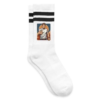 Thumbs up all the best - Striped tennis socks - white/black - Right