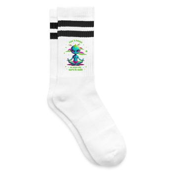 Alien Regelt das ! - Gestreifte Tennissocken - Weiß/Schwarz - Rechts