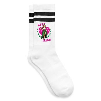 Kiss me, I'm Irish - Striped tennis socks - white/black - Right